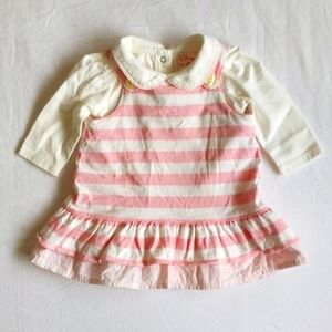 Chaps Baby Girl 3M Pink Stripe Jumper Dress Bodysuit Outfit Set NWOT